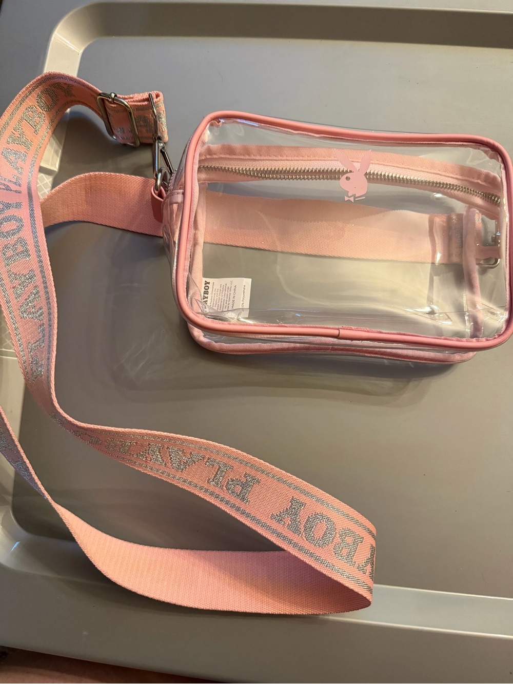 PLAYBOY Clear Pink Crossbody with Branded Strap